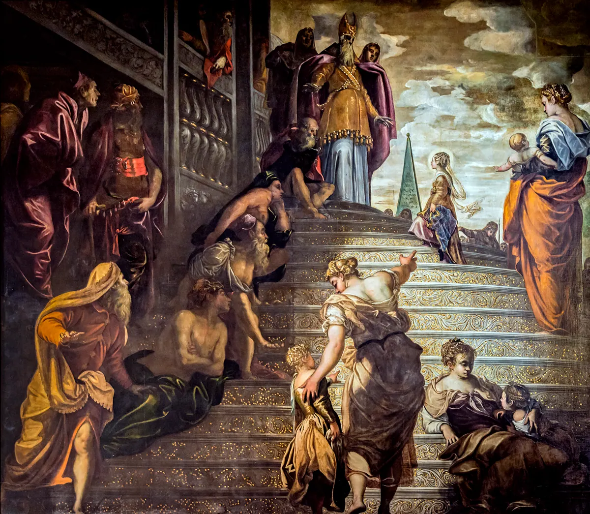 La Presentación de la Virgen en el Templo (Tintoretto, Madonna dell'Orto, Venecia)