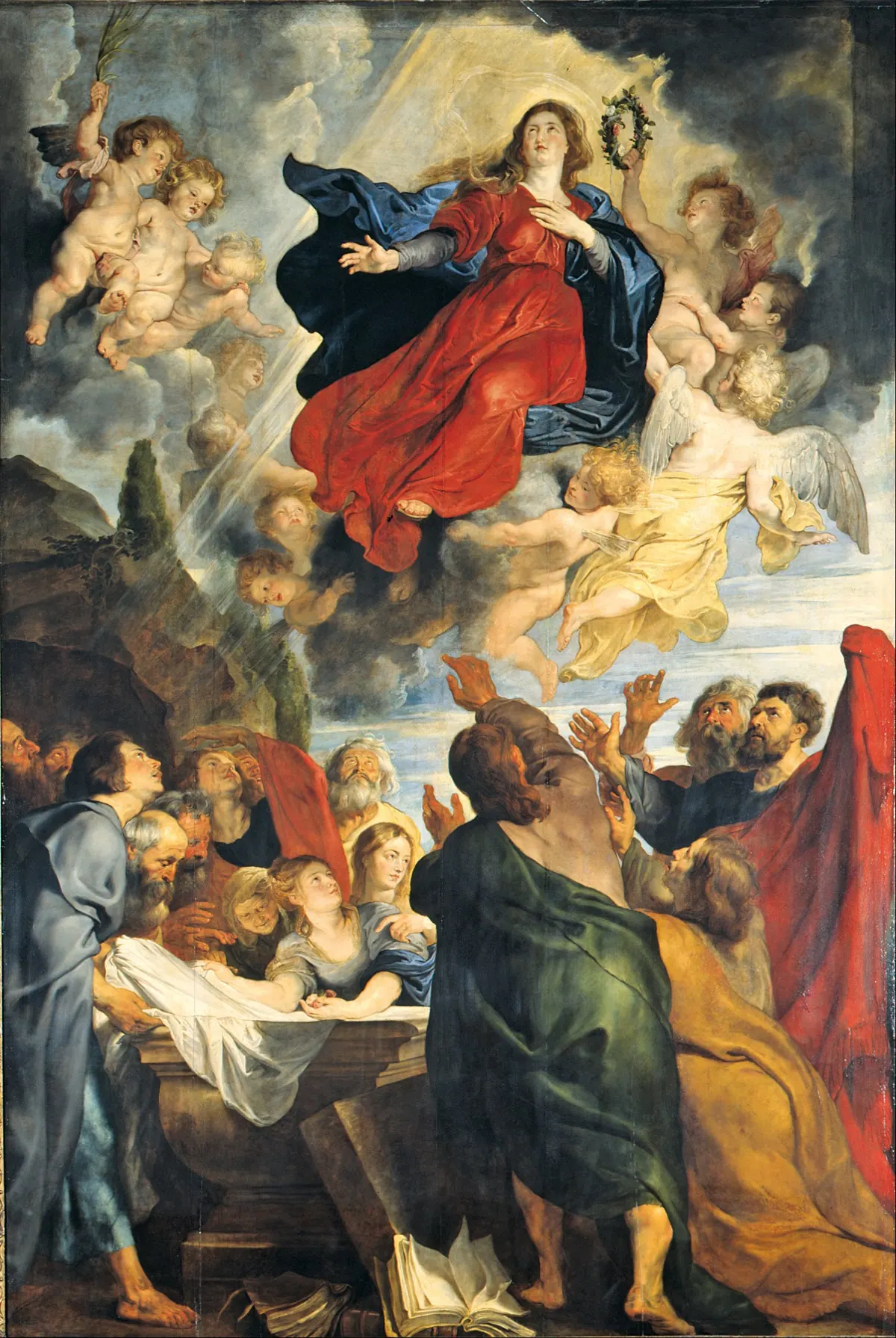 La Asunción de la Virgen María rodeada de ángeles, óleo de Peter Paul Rubens