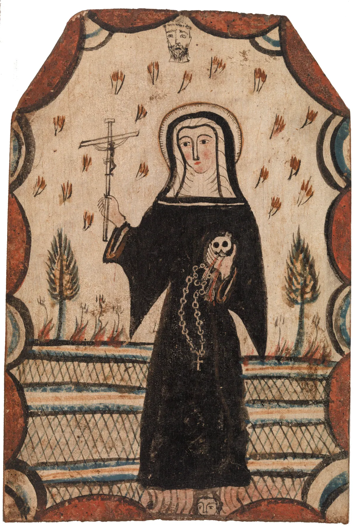 Santa Rita de Casia con el hábito agustino y la llaga en la frente