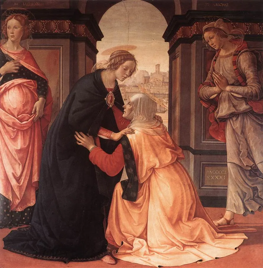La Visitación de Domenico Ghirlandaio: María y su prima Isabel se encuentran