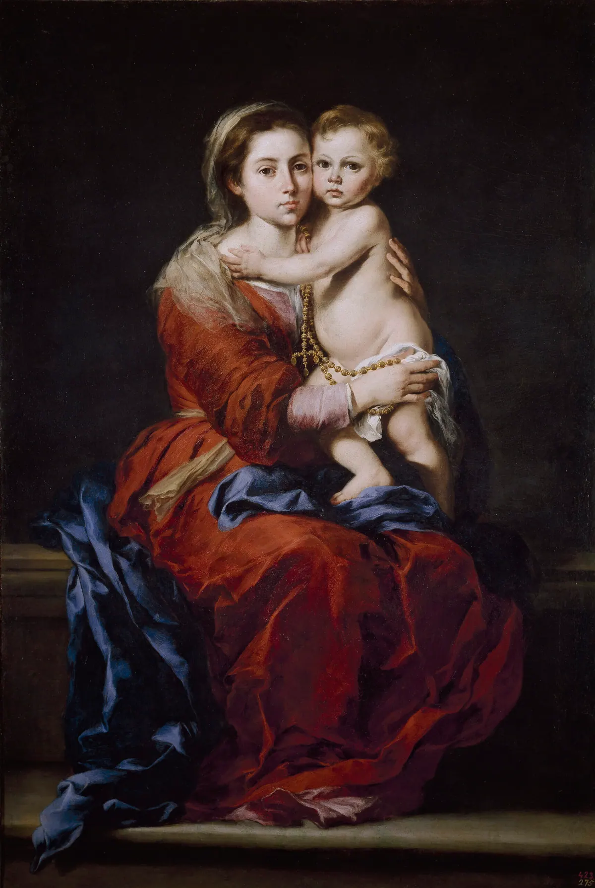 Nuestra Señora del Rosario, óleo de Bartolomé Esteban Murillo (h. 1650-1655), Museo del Prado