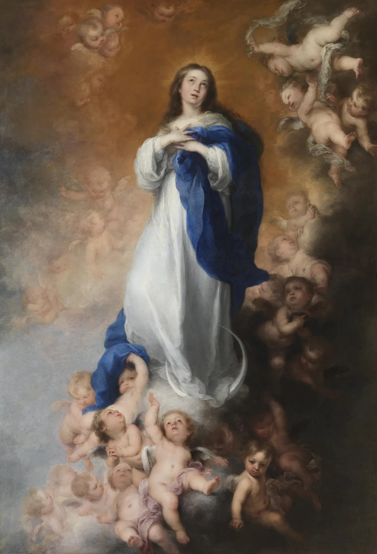 La Inmaculada Concepción de Murillo: la Virgen sobre la luna rodeada de ángeles